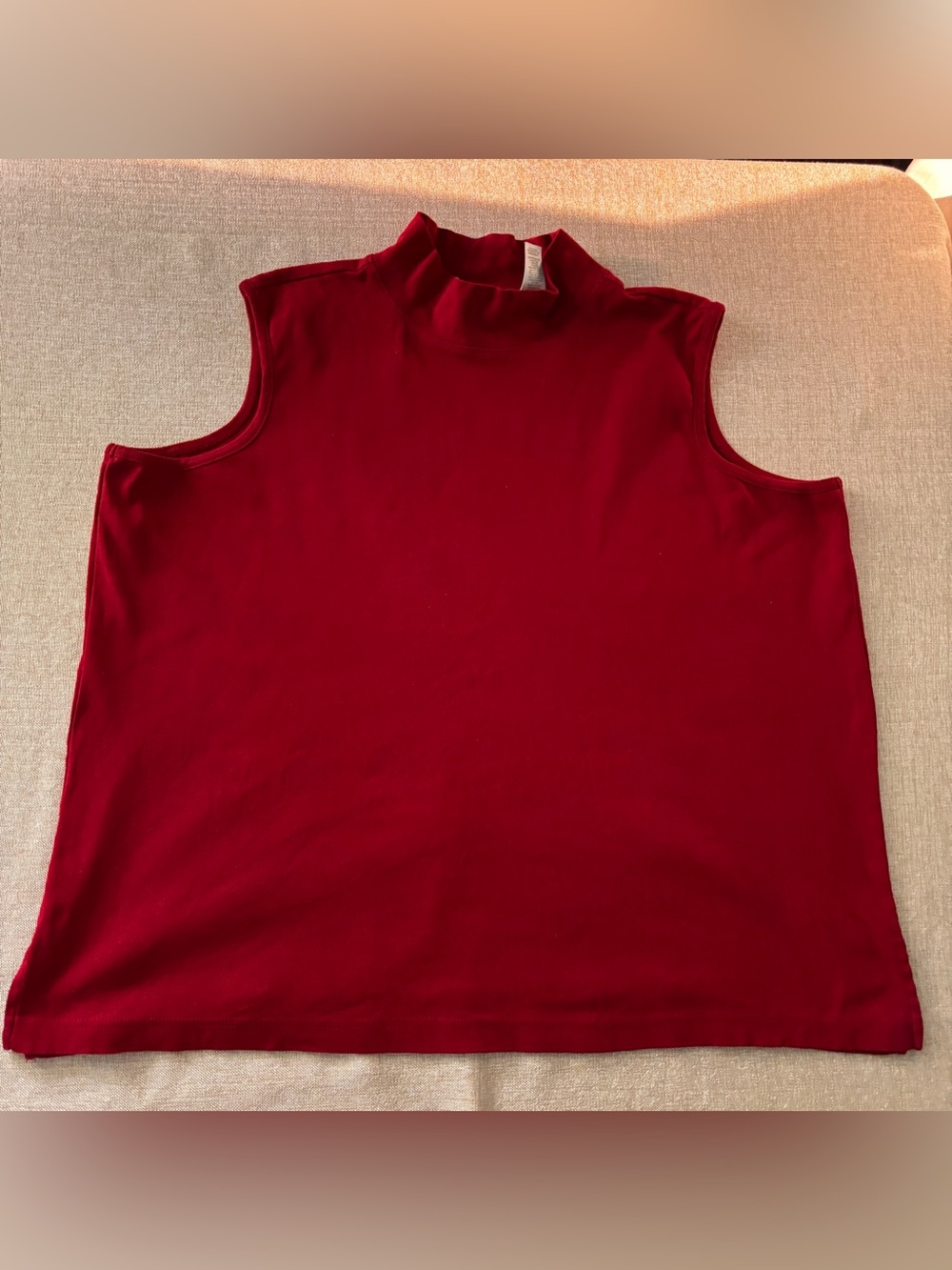 Elisabeth by Liz Claiborne Sleeveless Mock Neck Top - Deep Red ~ 100% Cotton 1X